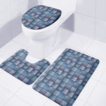 American Denim Patchwork Pattern Print 3 Piece Bath Mat Set
