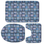 American Denim Patchwork Pattern Print 3 Piece Bath Mat Set