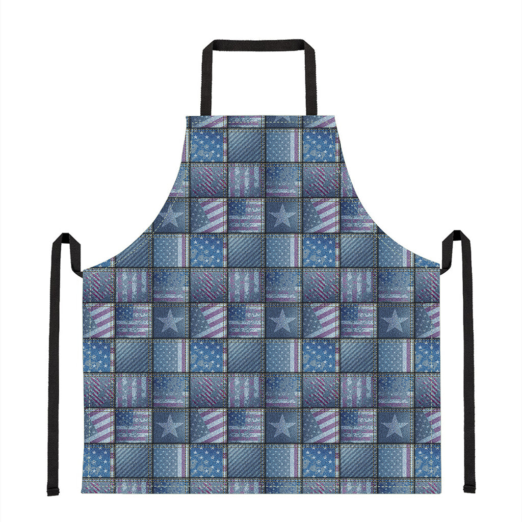 American Denim Patchwork Pattern Print Apron