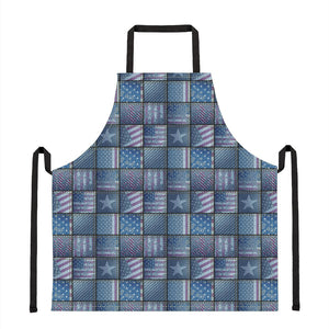 American Denim Patchwork Pattern Print Apron