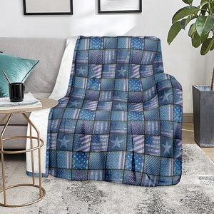 American Denim Patchwork Pattern Print Blanket