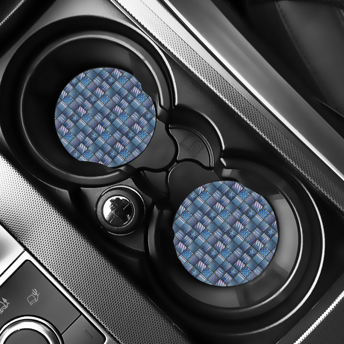 American Denim Patchwork Pattern Print Car Coasters