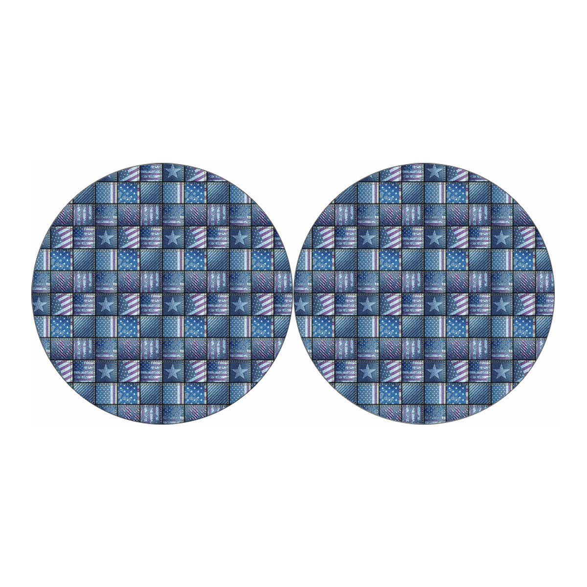 American Denim Patchwork Pattern Print Car Coasters