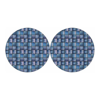 American Denim Patchwork Pattern Print Car Coasters