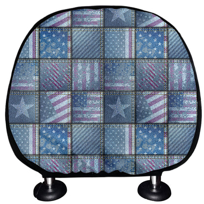 American Denim Patchwork Pattern Print Car Headrest Covers