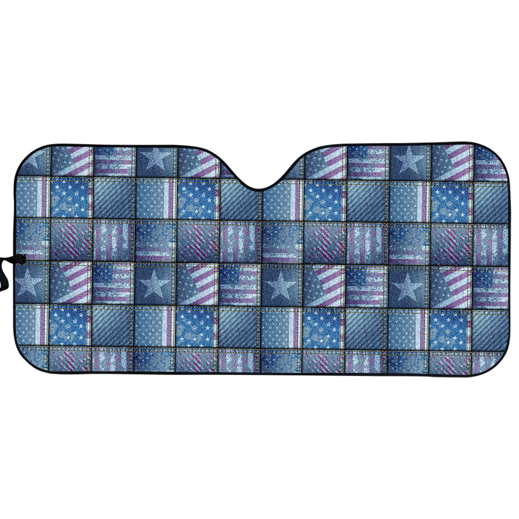 American Denim Patchwork Pattern Print Car Sun Shade