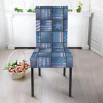 American Denim Patchwork Pattern Print Dining Chair Slipcover