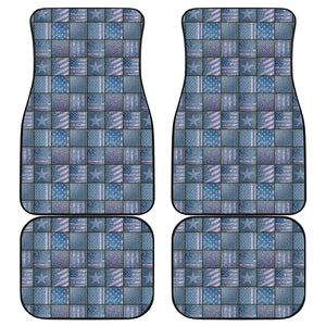 American Denim Patchwork Pattern Print Front and Back Car Floor Mats