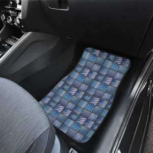 American Denim Patchwork Pattern Print Front and Back Car Floor Mats