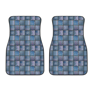 American Denim Patchwork Pattern Print Front Car Floor Mats