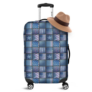 American Denim Patchwork Pattern Print Luggage Cover