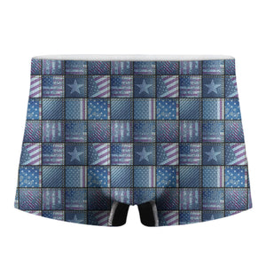 American Denim Patchwork Pattern Print Men's Boxer Briefs