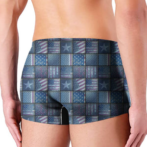 American Denim Patchwork Pattern Print Men's Boxer Briefs