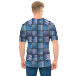 American Denim Patchwork Pattern Print Men's T-Shirt