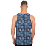 American Denim Patchwork Pattern Print Men's Tank Top