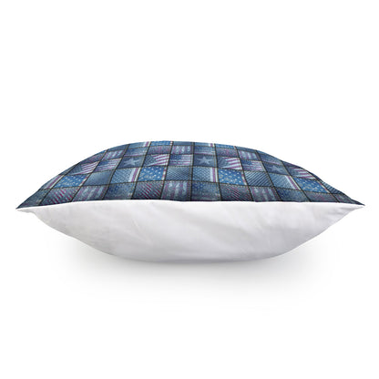 American Denim Patchwork Pattern Print Pillow Cover