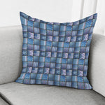 American Denim Patchwork Pattern Print Pillow Cover