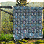 American Denim Patchwork Pattern Print Quilt