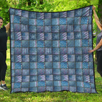 American Denim Patchwork Pattern Print Quilt