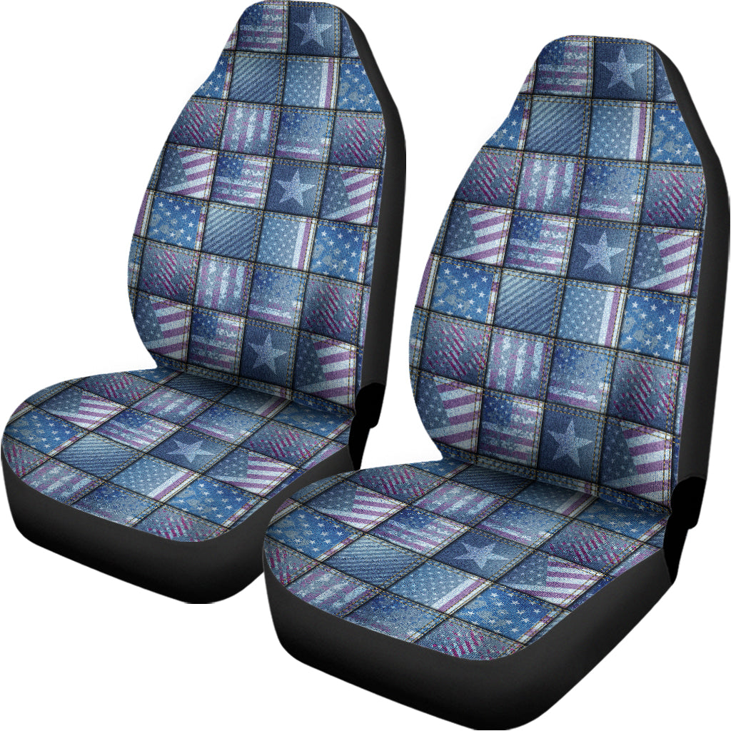 American Denim Patchwork Pattern Print Universal Fit Car Seat Covers