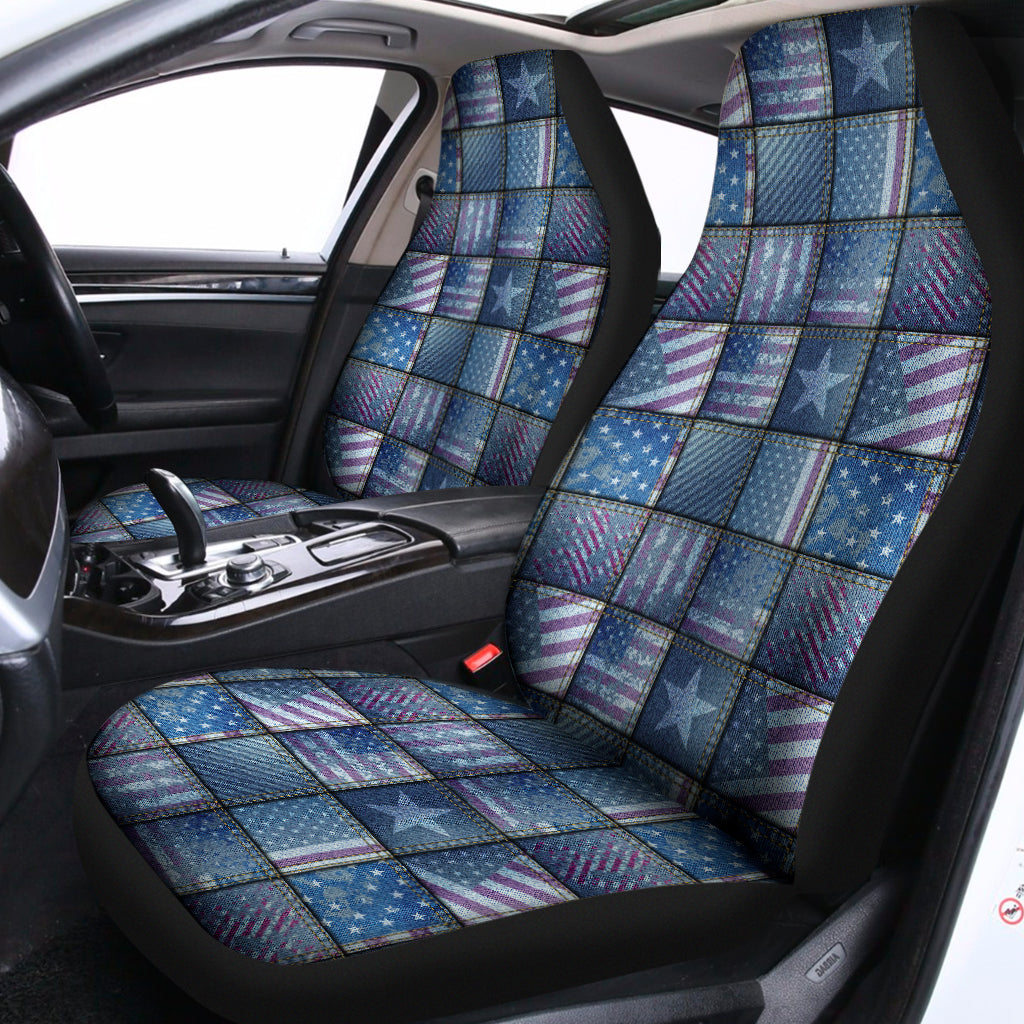 American Denim Patchwork Pattern Print Universal Fit Car Seat Covers