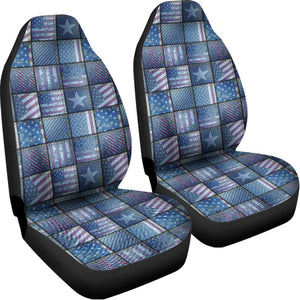 American Denim Patchwork Pattern Print Universal Fit Car Seat Covers