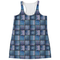 American Denim Patchwork Pattern Print Women's Racerback Tank Top