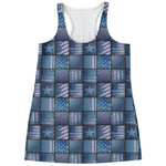 American Denim Patchwork Pattern Print Women's Racerback Tank Top