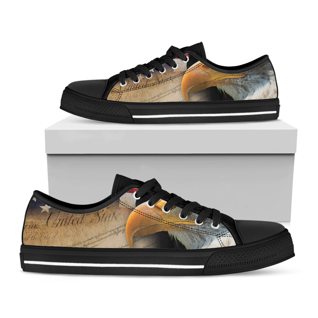American Dream Of Liberty Print Black Low Top Shoes 