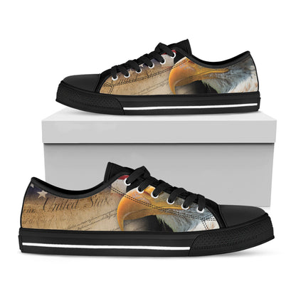American Dream Of Liberty Print Black Low Top Shoes 