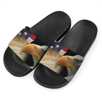 American Dream Of Liberty Print Black Slide Sandals