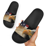 American Dream Of Liberty Print Black Slide Sandals