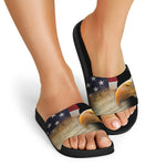 American Dream Of Liberty Print Black Slide Sandals