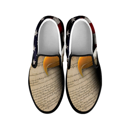 American Dream Of Liberty Print Black Slip On Shoes