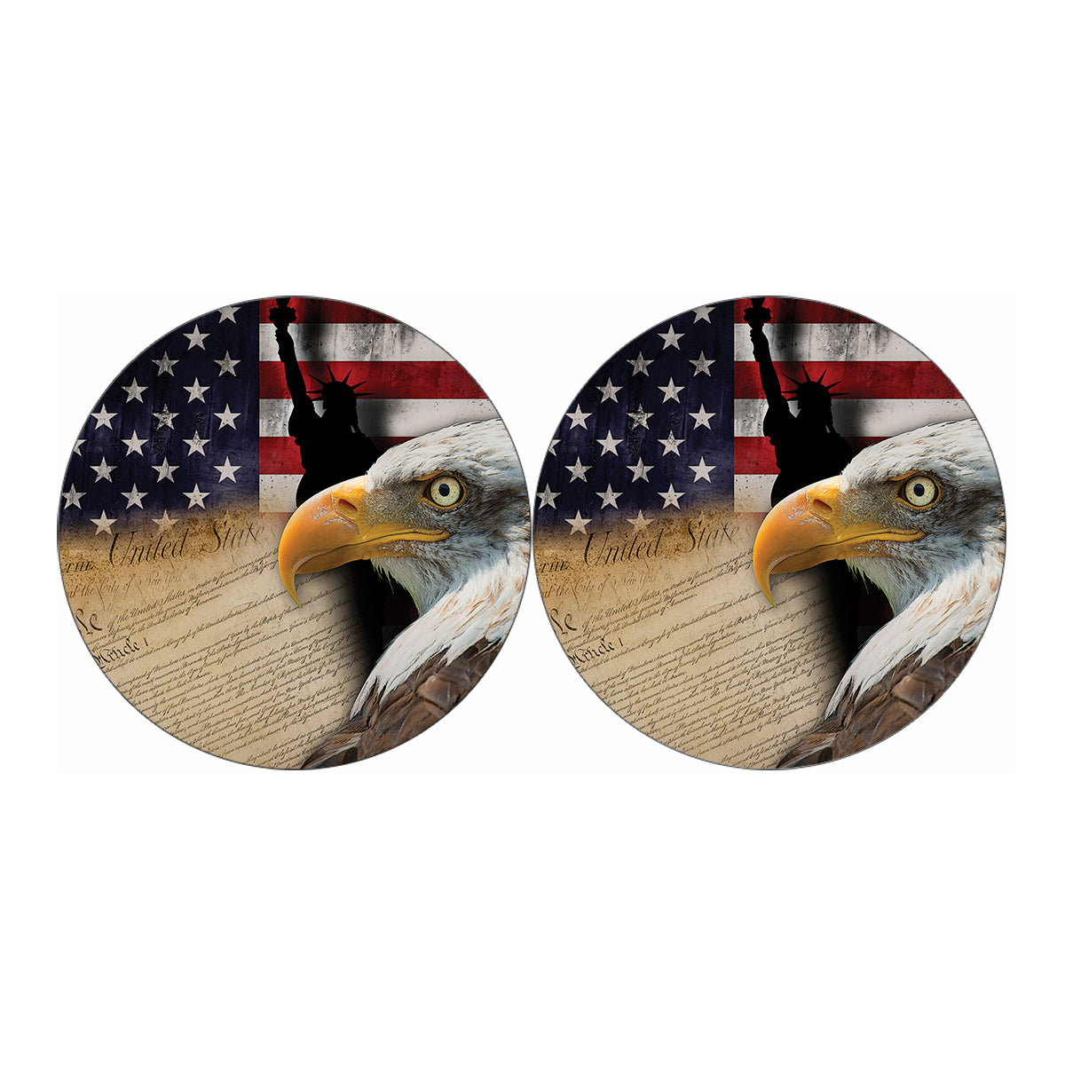 American Dream Of Liberty Print Car Coasters