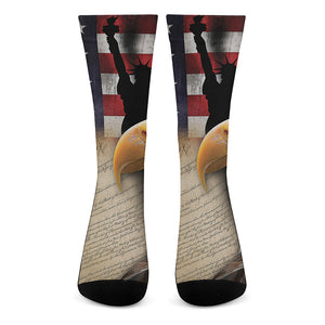 American Dream Of Liberty Print Crew Socks