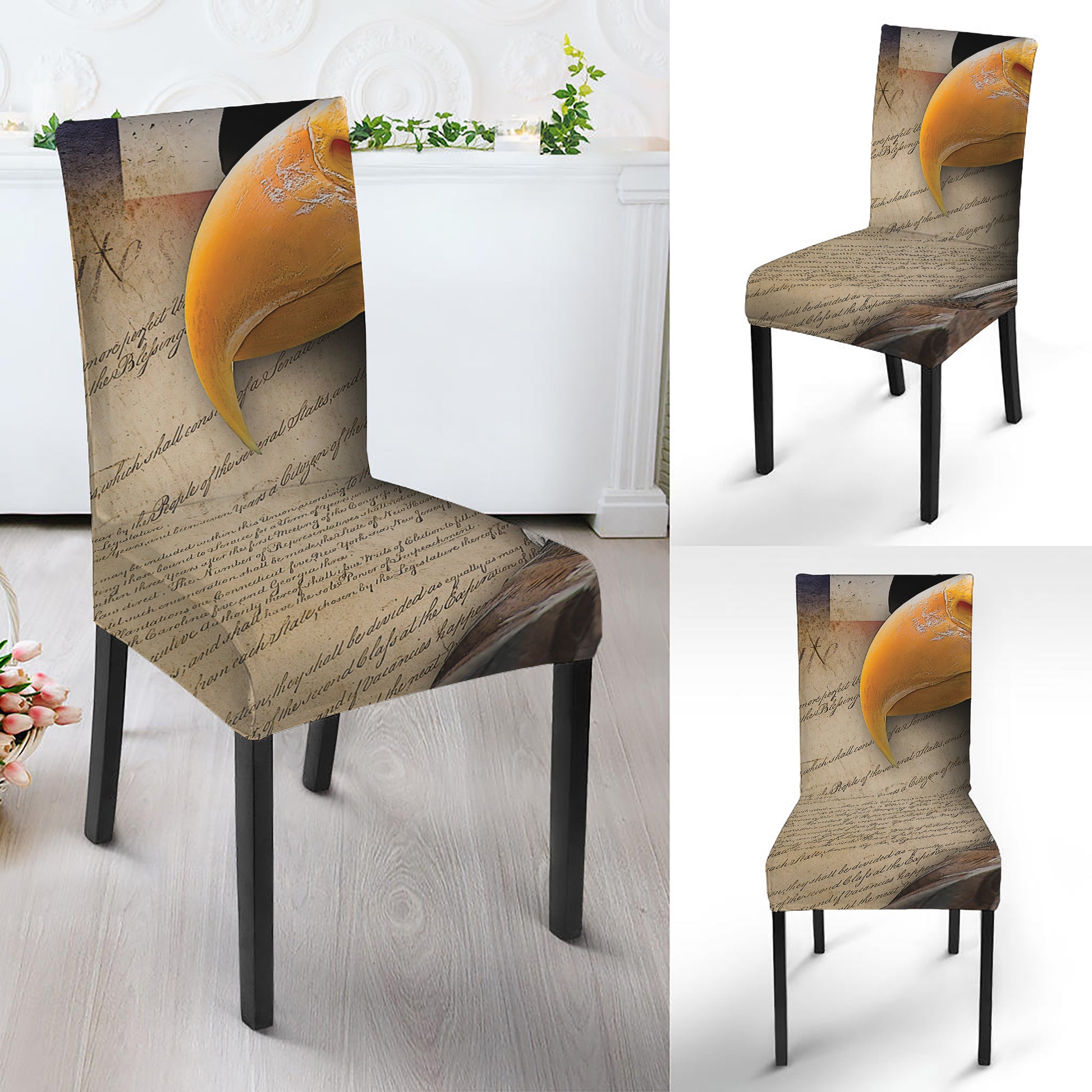 American Dream Of Liberty Print Dining Chair Slipcover