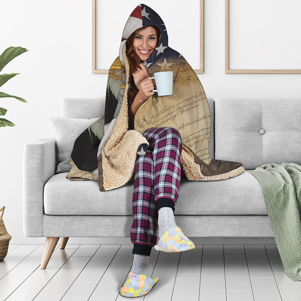American Dream Of Liberty Print Hooded Blanket