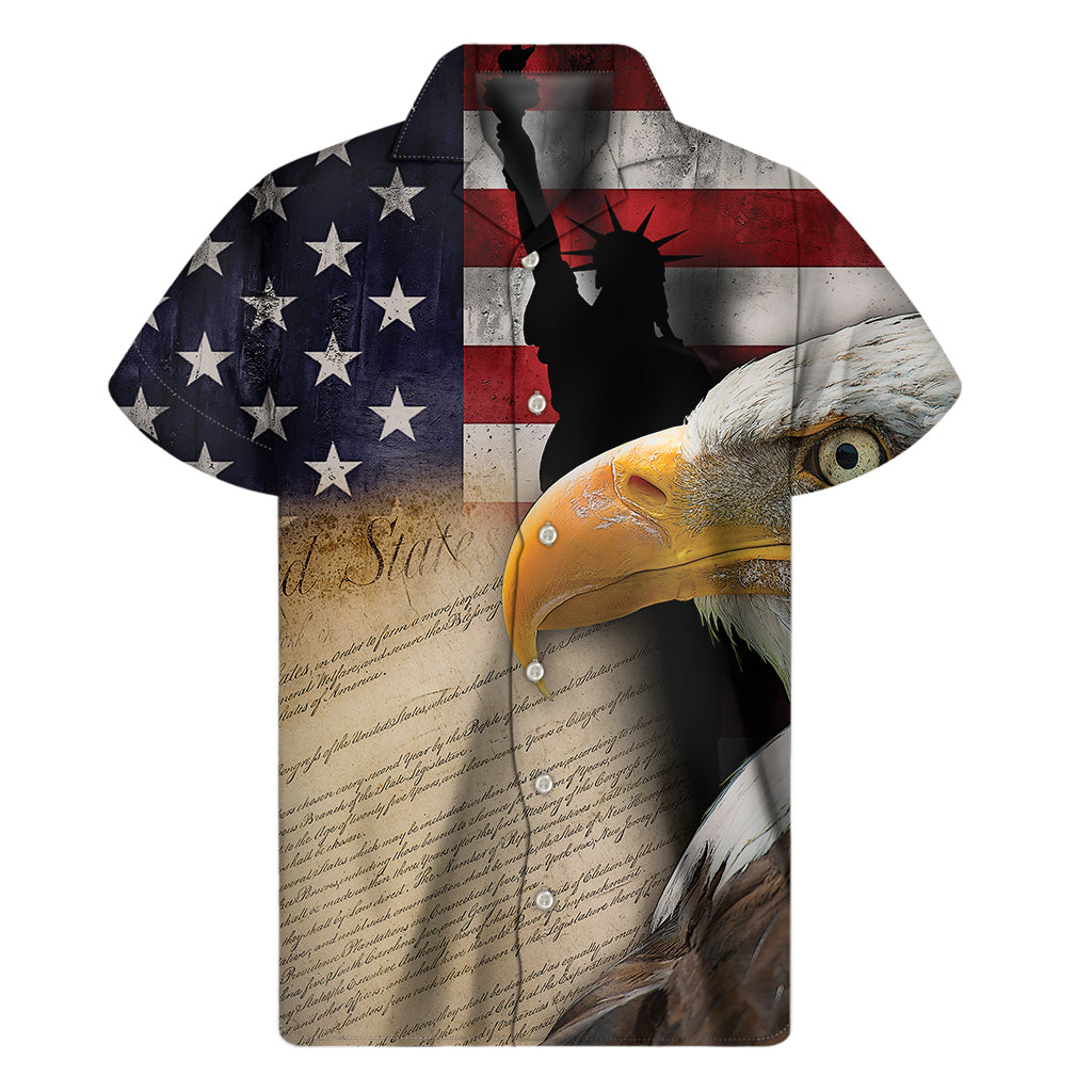 American Dream Of Liberty Print Men's Short Sleeve Shirt