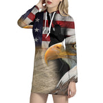 American Dream Of Liberty Print Pullover Hoodie Dress