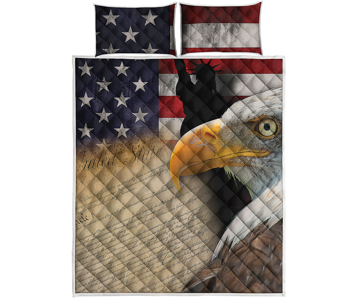 American Dream Of Liberty Print Quilt Bed Set