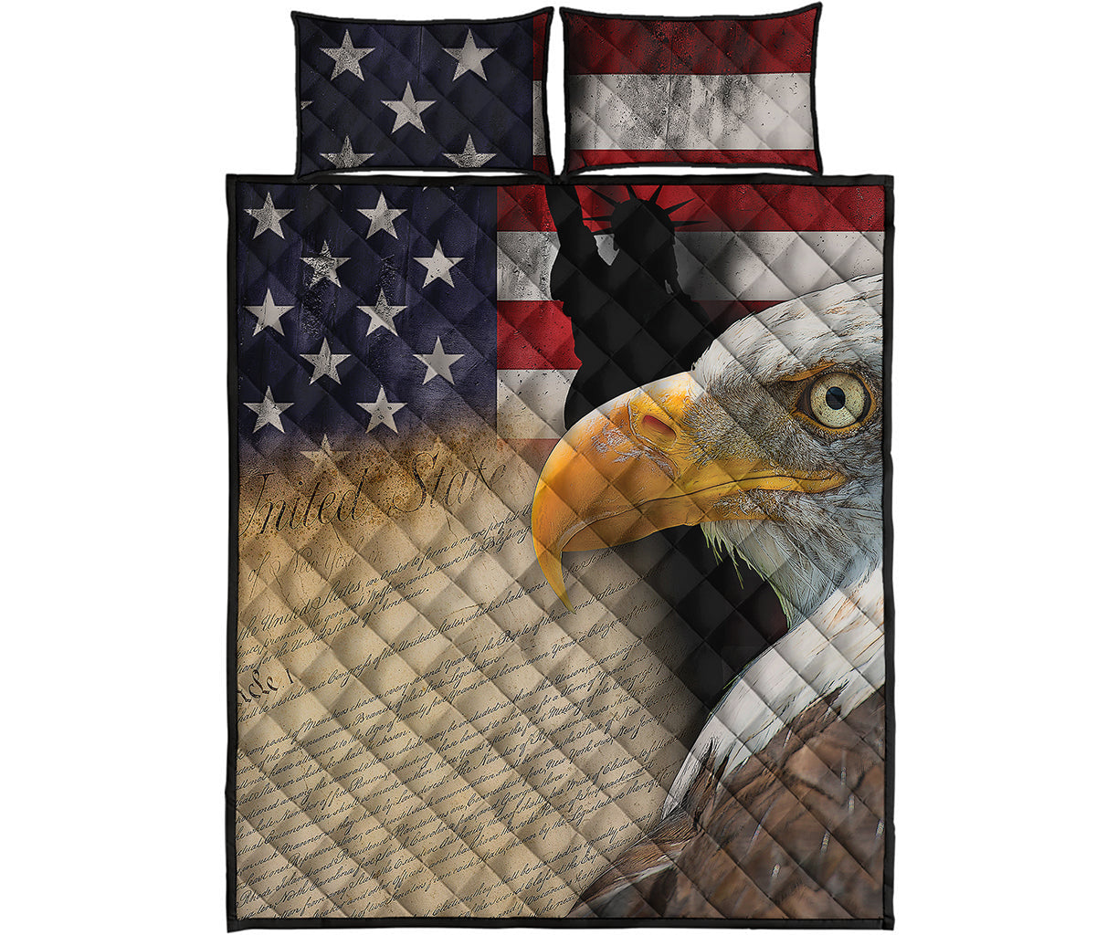 American Dream Of Liberty Print Quilt Bed Set
