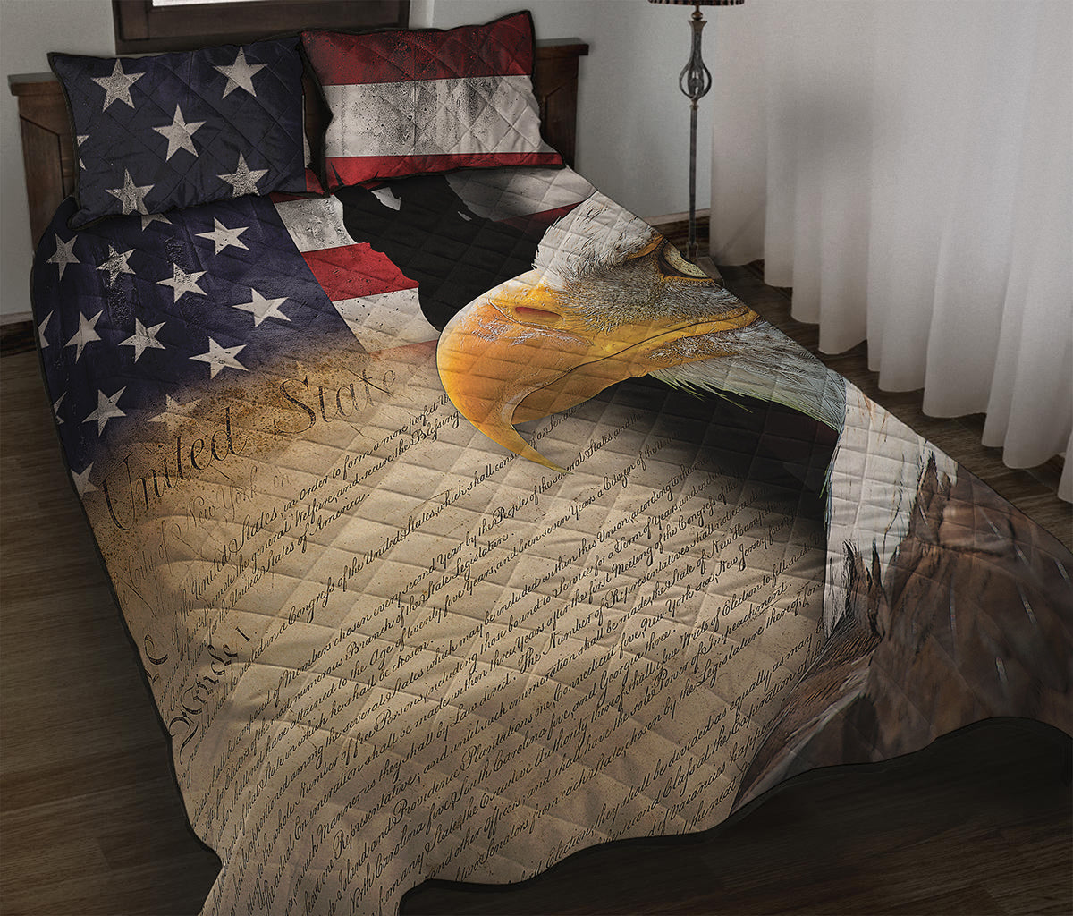 American Dream Of Liberty Print Quilt Bed Set