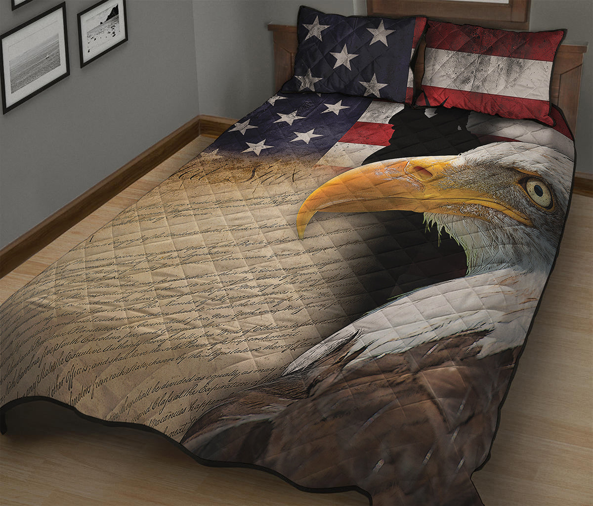 American Dream Of Liberty Print Quilt Bed Set