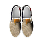 American Dream Of Liberty Print White Slip On Shoes