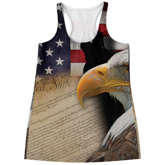 American Dream Of Liberty Print Women's Racerback Tank Top