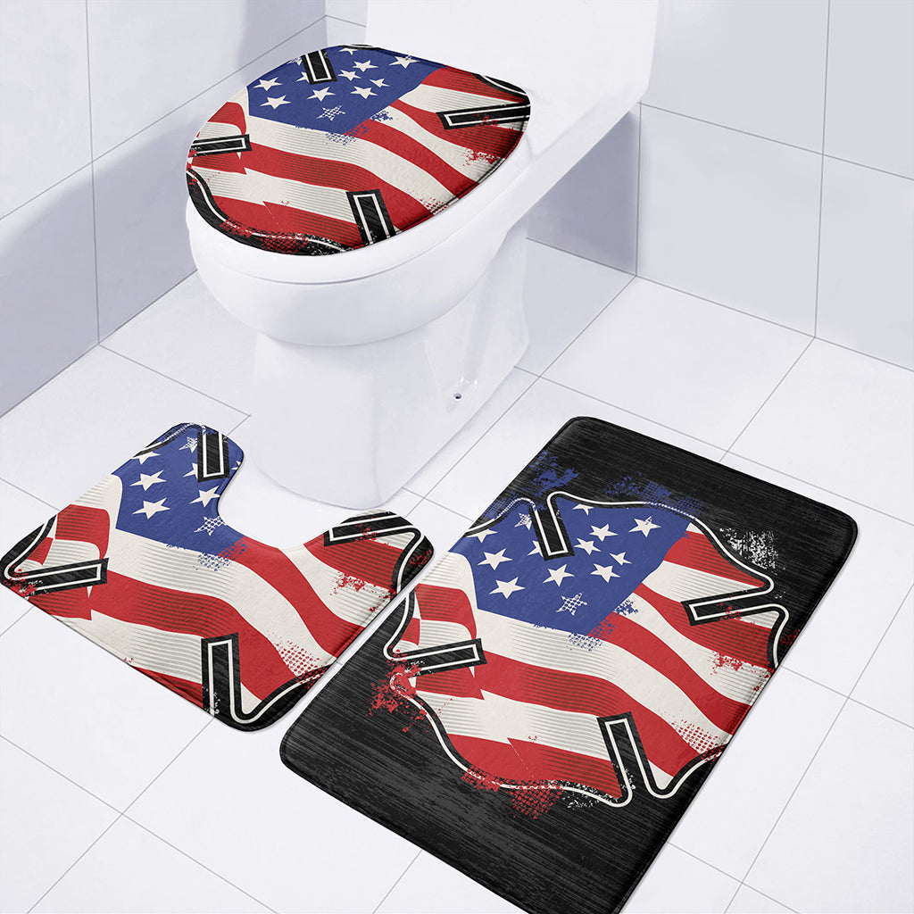 American Firefighter Emblem Print 3 Piece Bath Mat Set