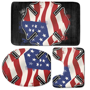 American Firefighter Emblem Print 3 Piece Bath Mat Set