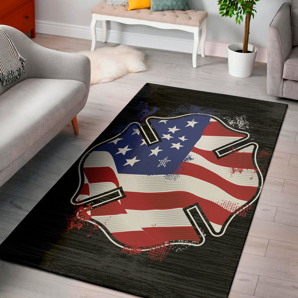 American Firefighter Emblem Print Area Rug