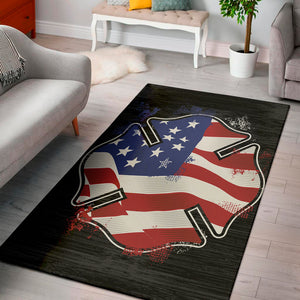 American Firefighter Emblem Print Area Rug